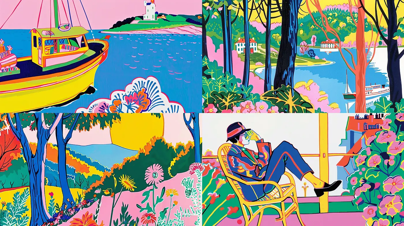 Vibrant and Stylized Panoramas with Bold Contouring - Midjourney sref style
