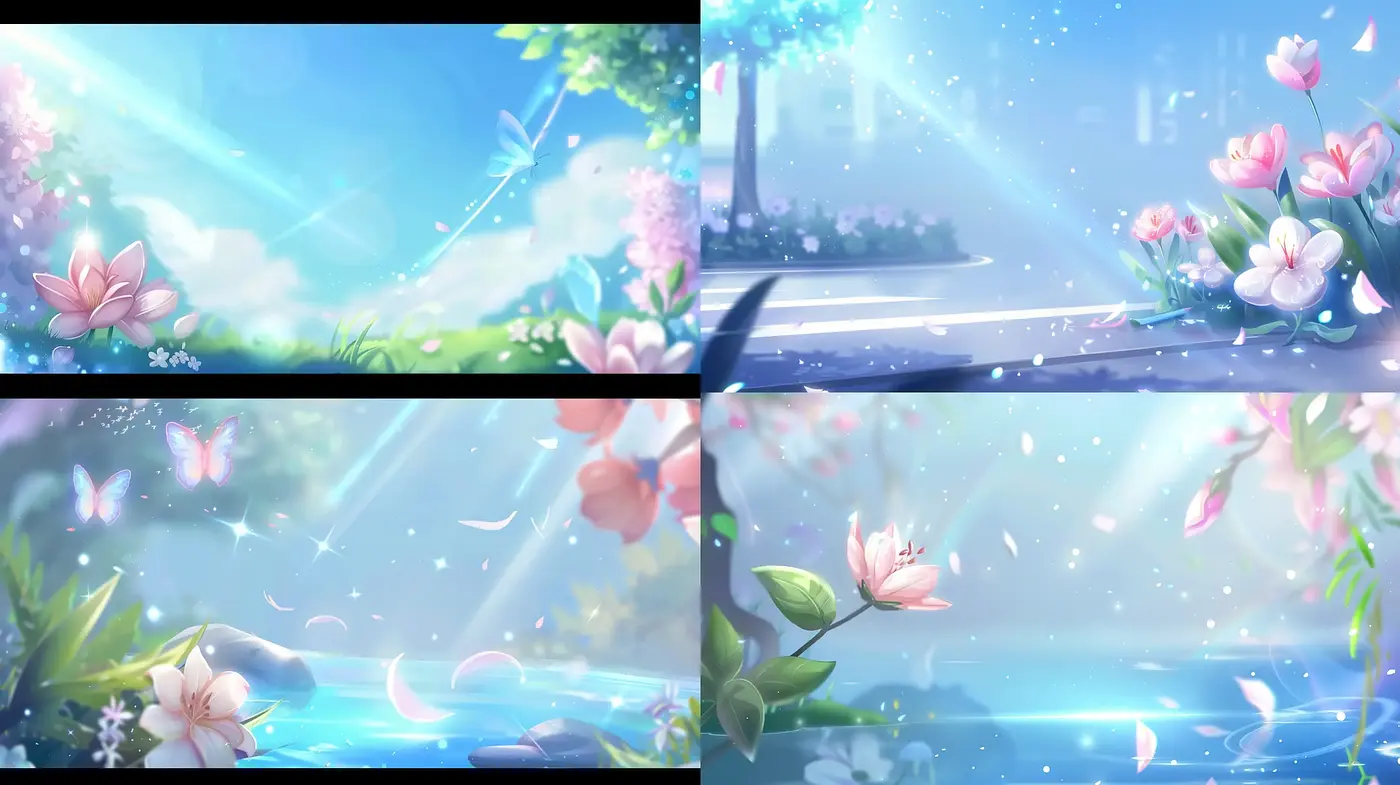 Ethereal Blossoms of Light: A Serene Digital Anime-Inspired Dreamscape - Midjourney sref style