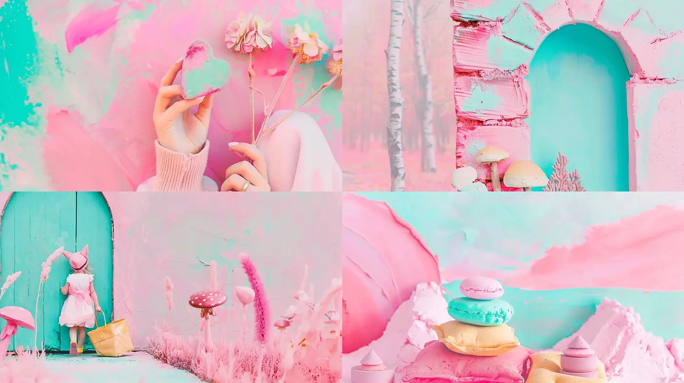 Cotton Candy Dreamscape: A Pastel Fusion of Whimsy and Surrealism - Midjourney sref style