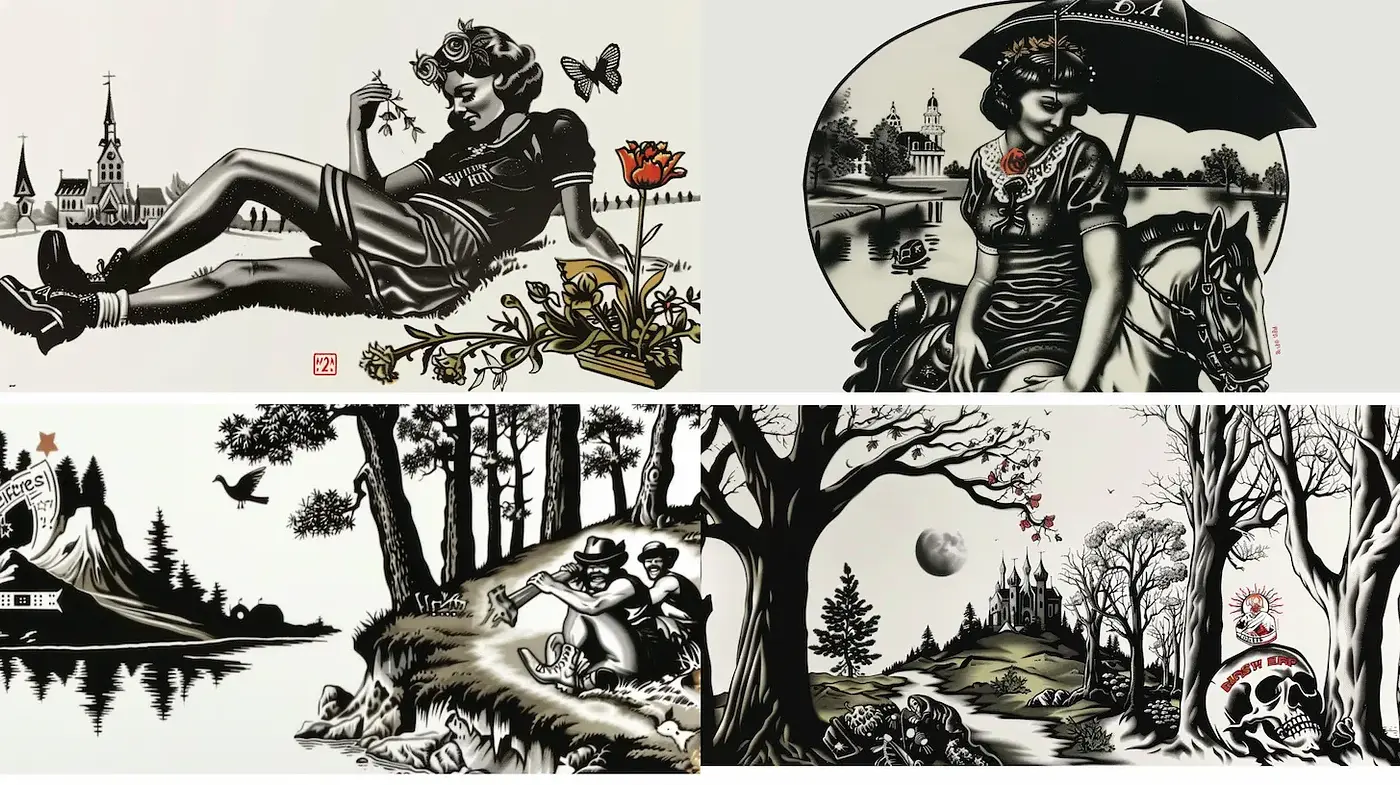 Exploration of Whimsical Surrealism with a Monochromatic Twist - Midjourney sref style