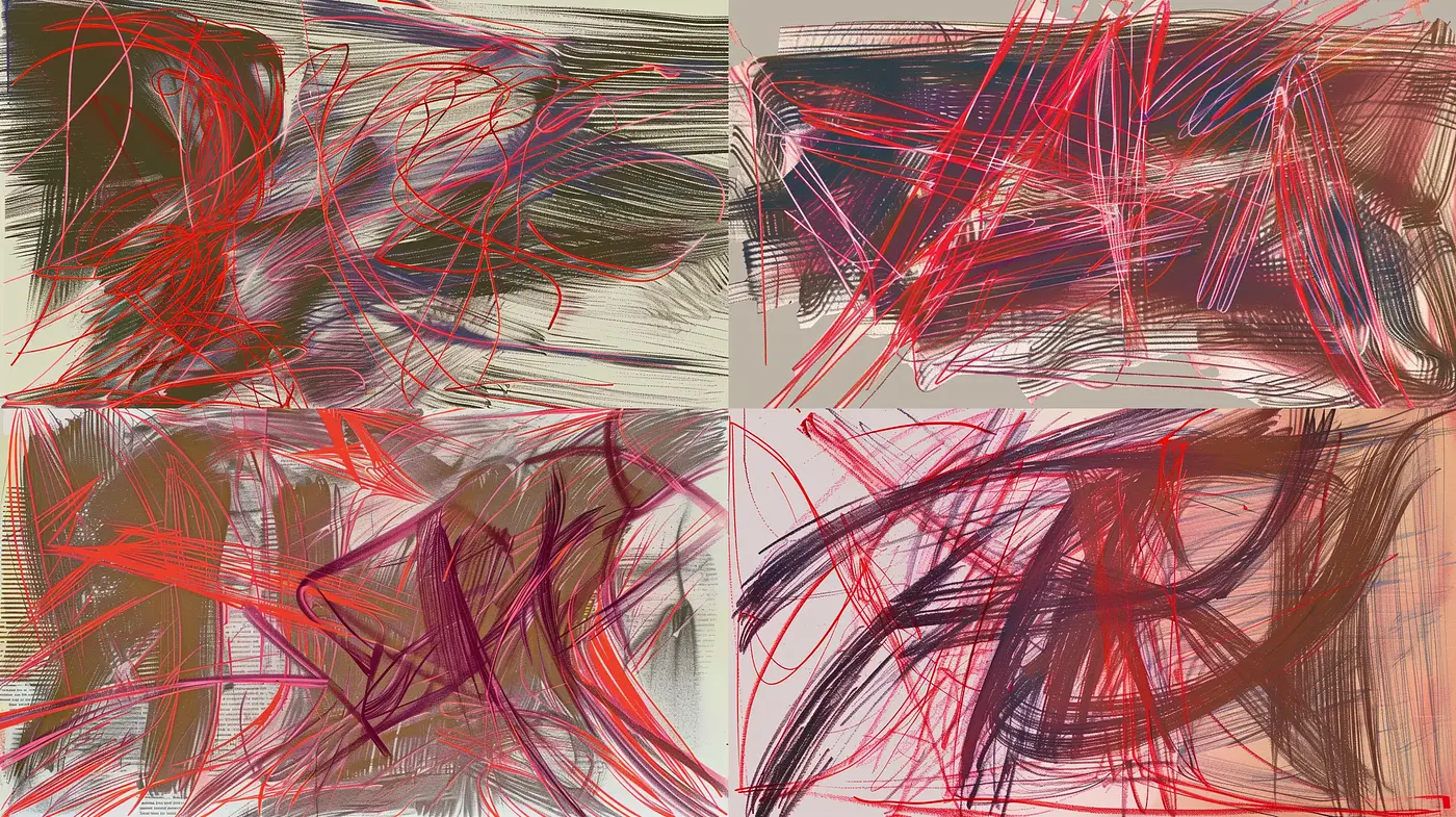 Abstract Expressionist Swirls in Warm and Neutral Palettes - Midjourney sref style