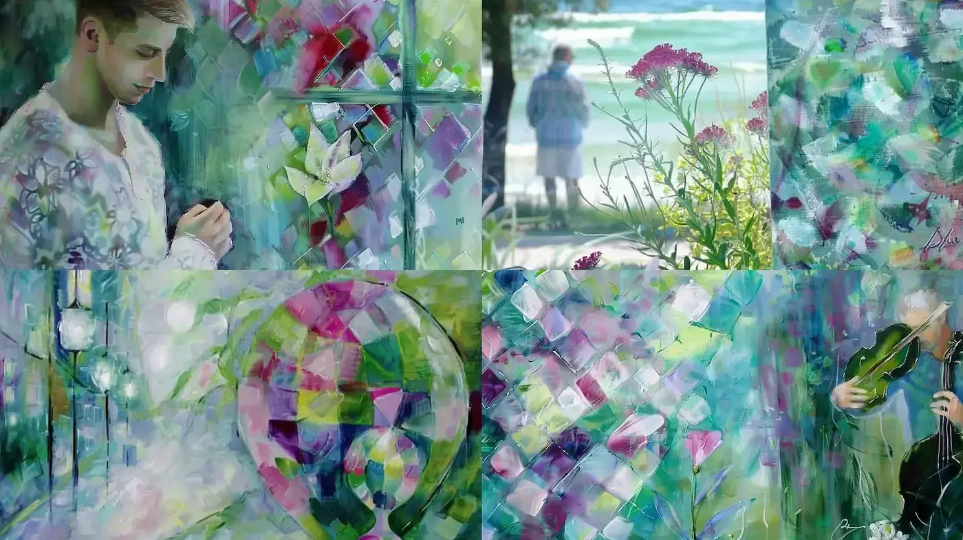 Ethereal Cubist Dreamscape in Painterly Brushstrokes - Midjourney sref style