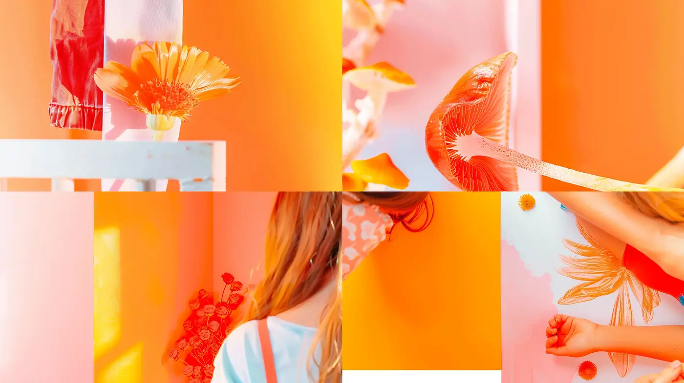 Radiant Warmth in Harmony: A Cohesive Blend of Vibrant Oranges and Soft Textures - Midjourney sref style