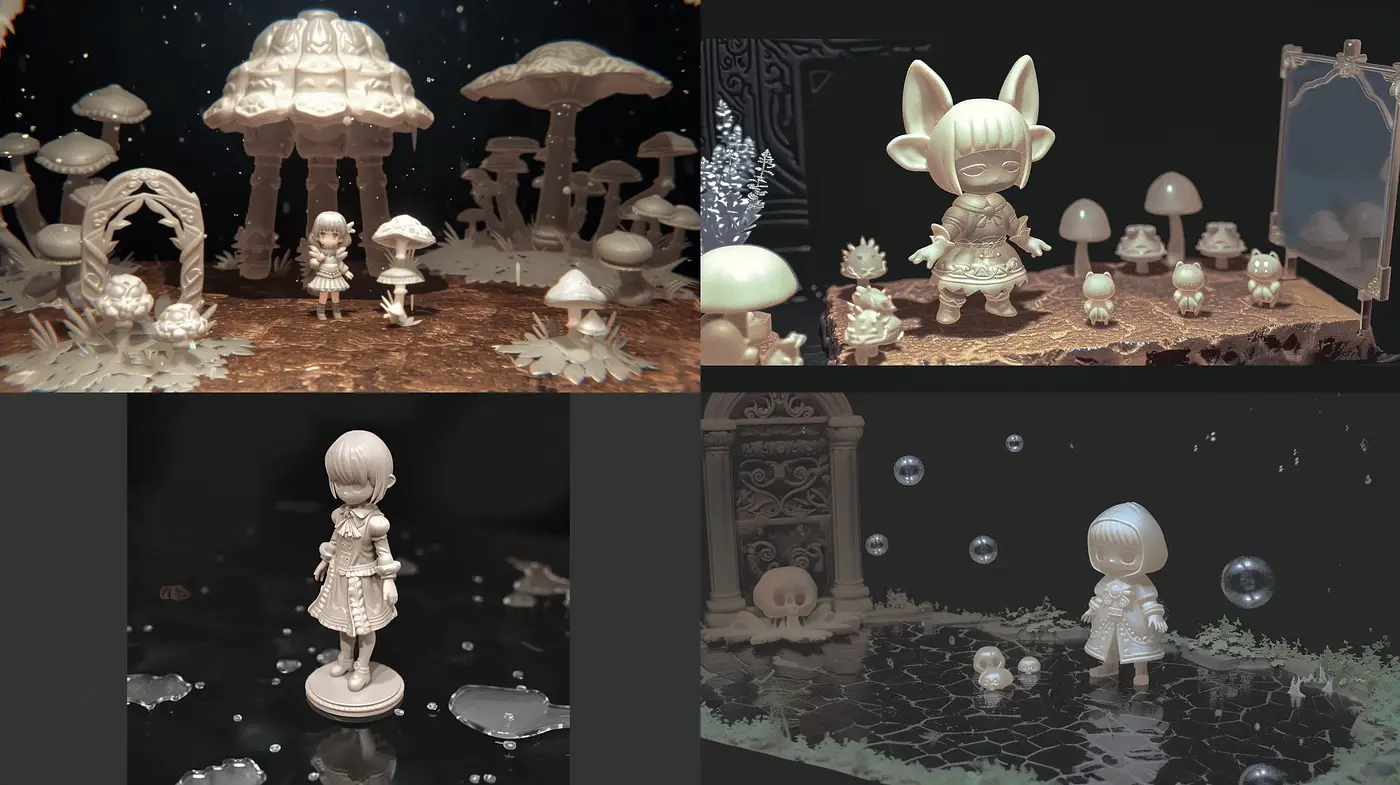 Enigmatic Whimsy in Monochromatic Dreamscapes - Midjourney sref style