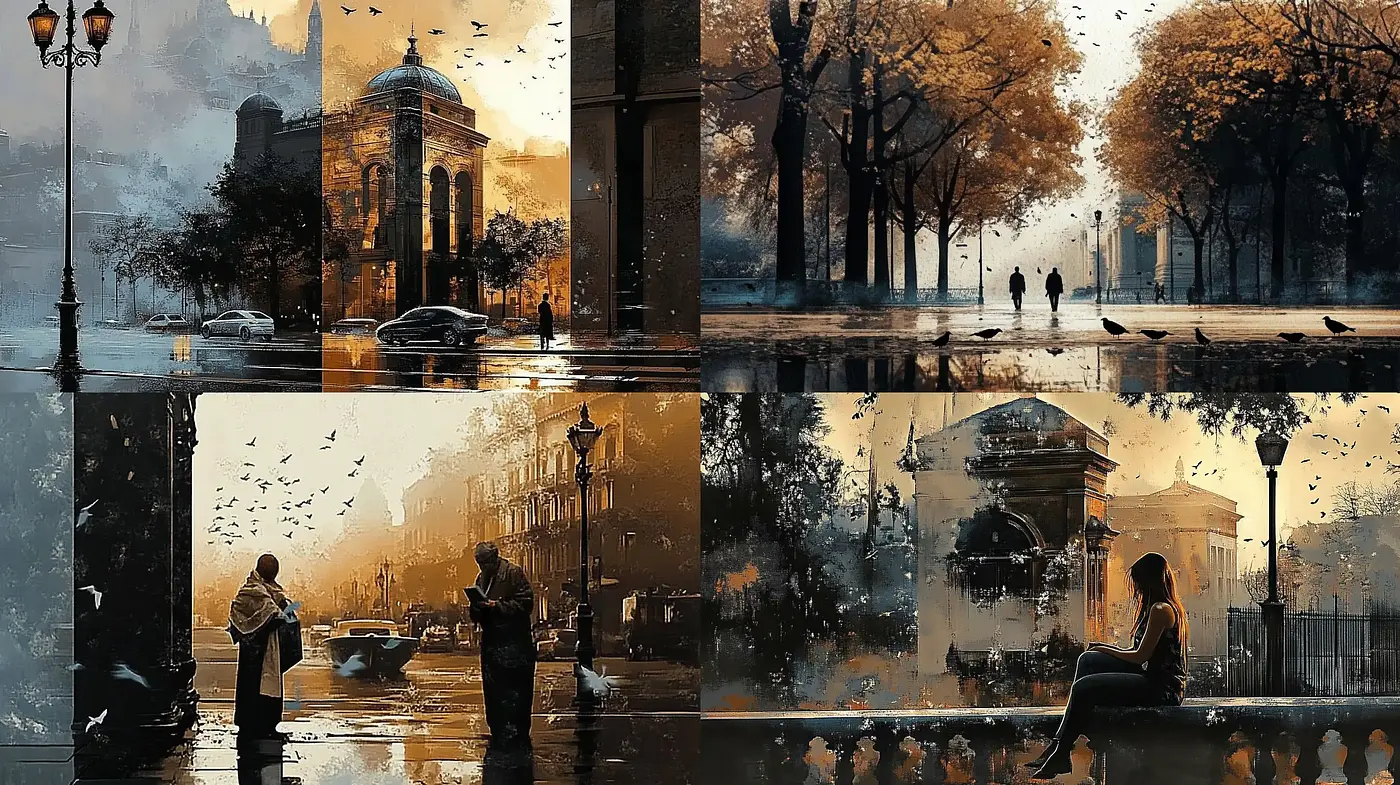 Autumnal Hues of Romantic Nostalgia in Painterly Impressions - Midjourney sref style