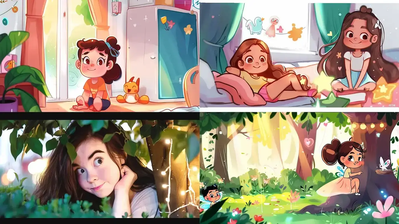 Whimsical and Playful Illustrated Style with Soft, Warm Elements - Midjourney sref style