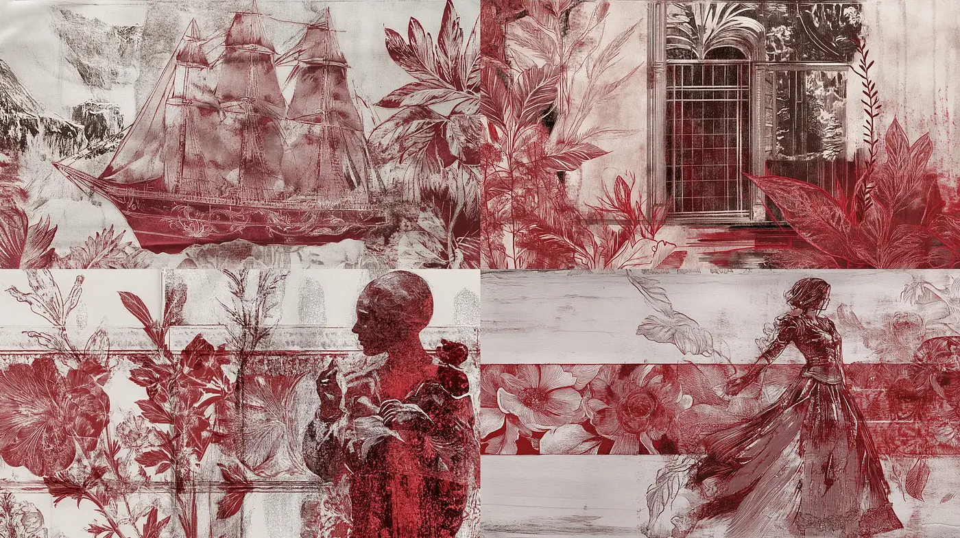 Ethereal Sepia Botanicals and Vintage Nautical Visions - Midjourney sref style