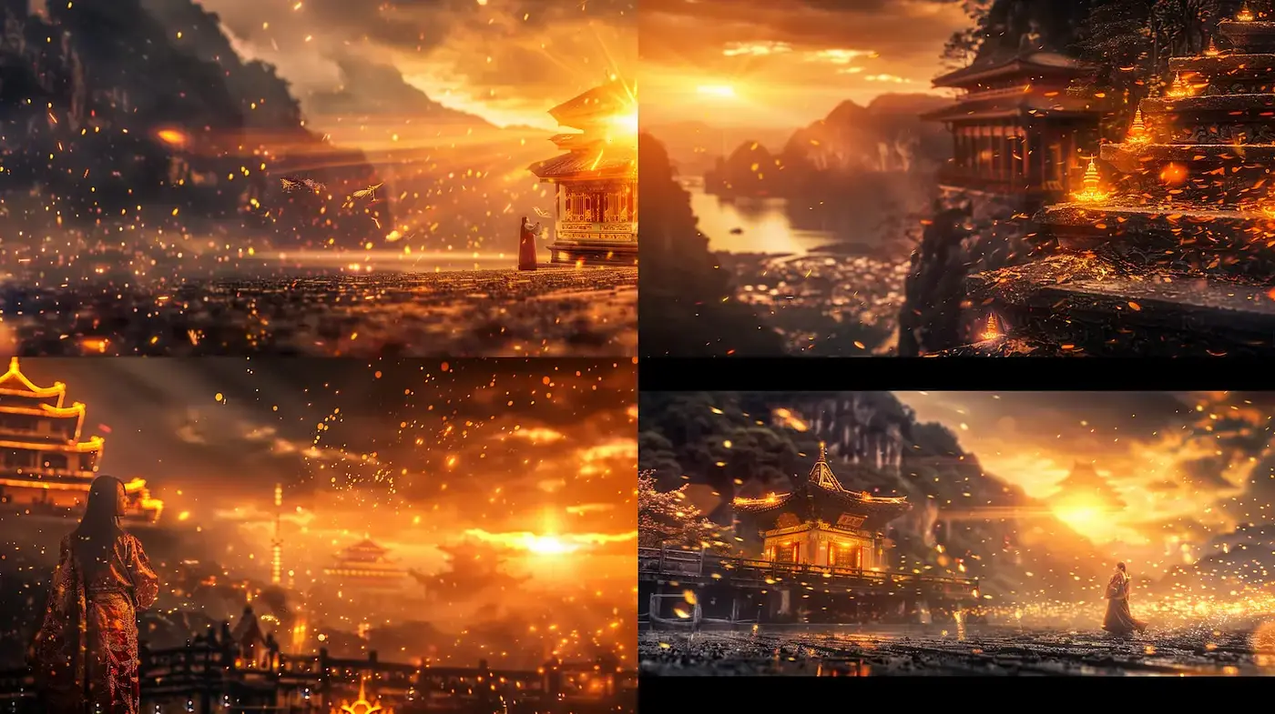Ethereal Cinematic Landscapes with a Mystical Glow - Midjourney sref style