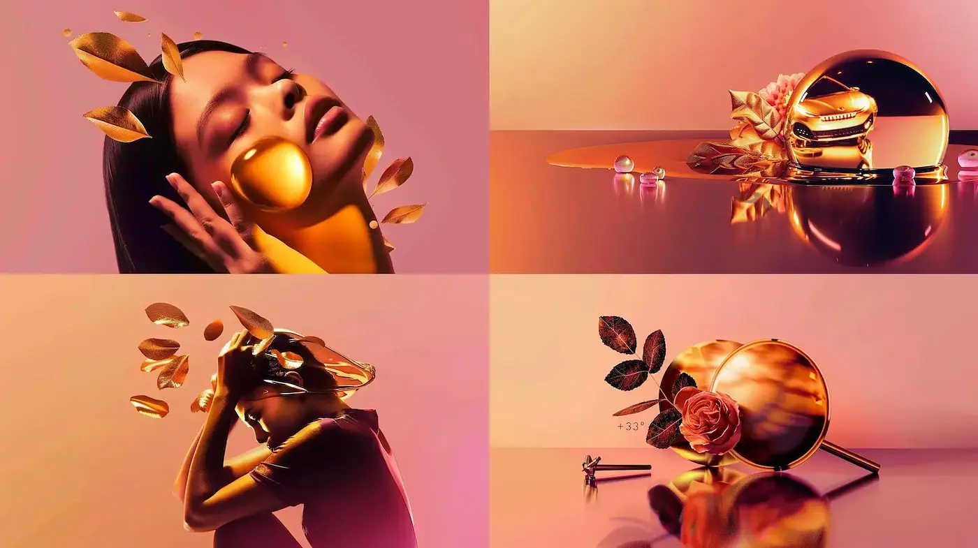 Golden Aesthetic with Dreamy Textures and Pastel Tones - Midjourney sref style