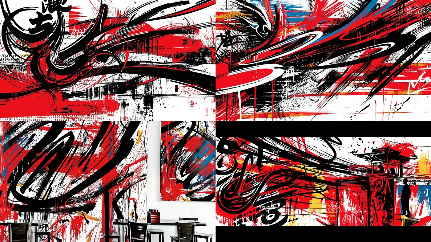 Dynamic Abstract Expressionism with Graffiti Undertones - Midjourney sref style