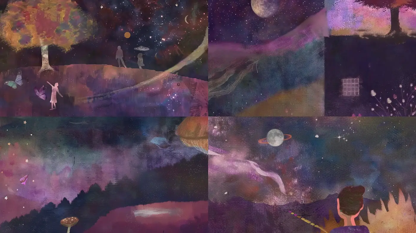 Ethereal Cosmic Dreamscape with a Surreal Touch - Midjourney sref style