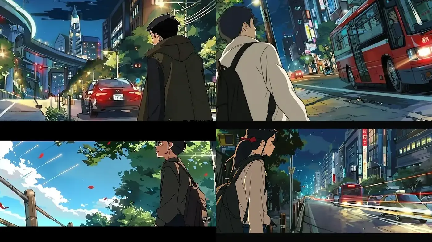 Stylized Urban Landscapes with Nostalgic Allure and Anime Aesthetics - Midjourney sref style