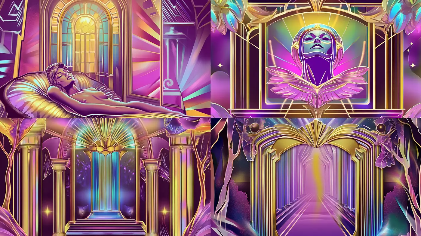 Luminous Dreamscapes with Art Nouveau Inspirations - Midjourney sref style