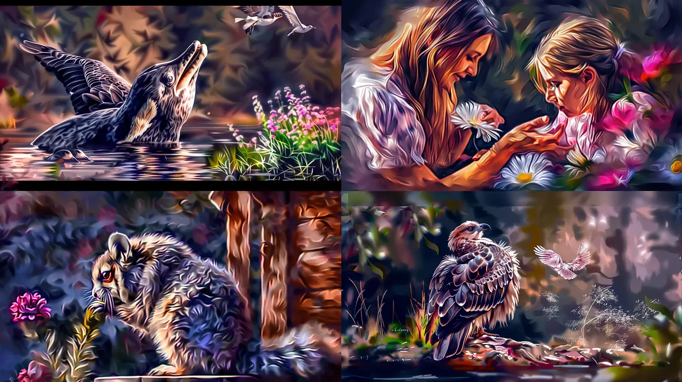 Enchanted Brushstrokes of a Nature-Inspired Dreamworld - Midjourney sref style