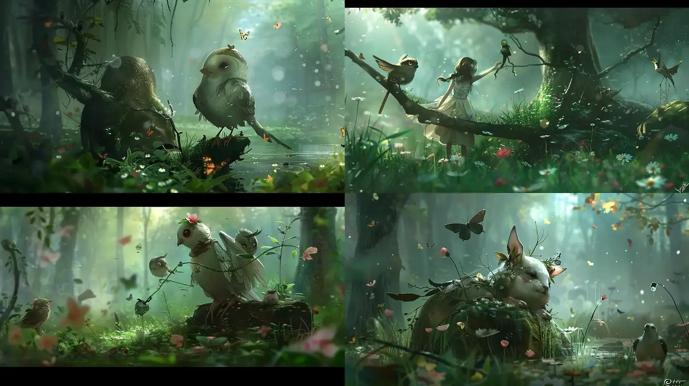 Enchanted Forest Dreamscape in Ethereal Greens - Midjourney sref style