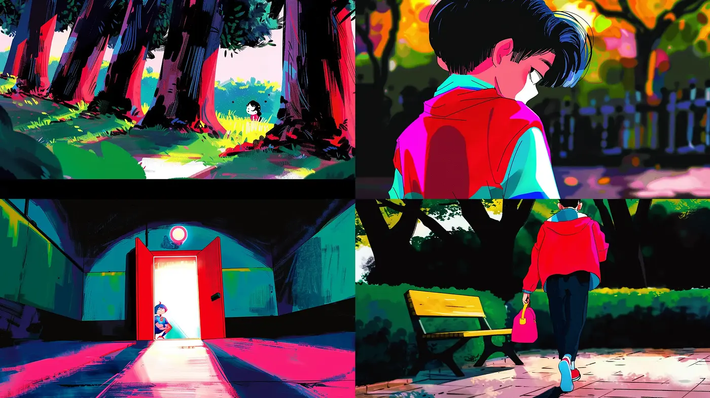 Vibrant Anime-inspired Narrative Vignettes - Midjourney sref style