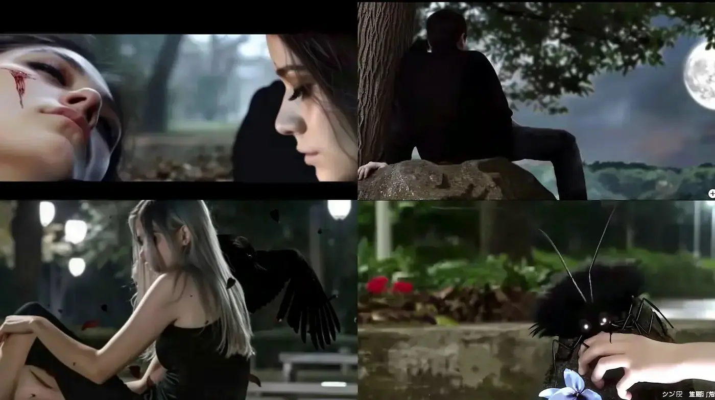 Stylized Dark Aesthetic with Emphasis on Nature and Emotion - Midjourney sref style