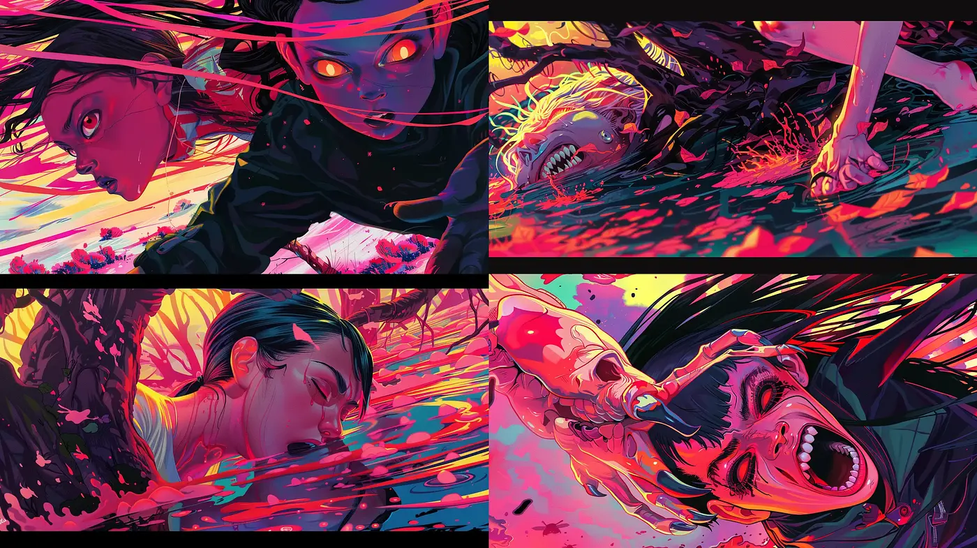 Vibrant Dynamic Anime-Inspired Digital Art Fusion - Midjourney sref style