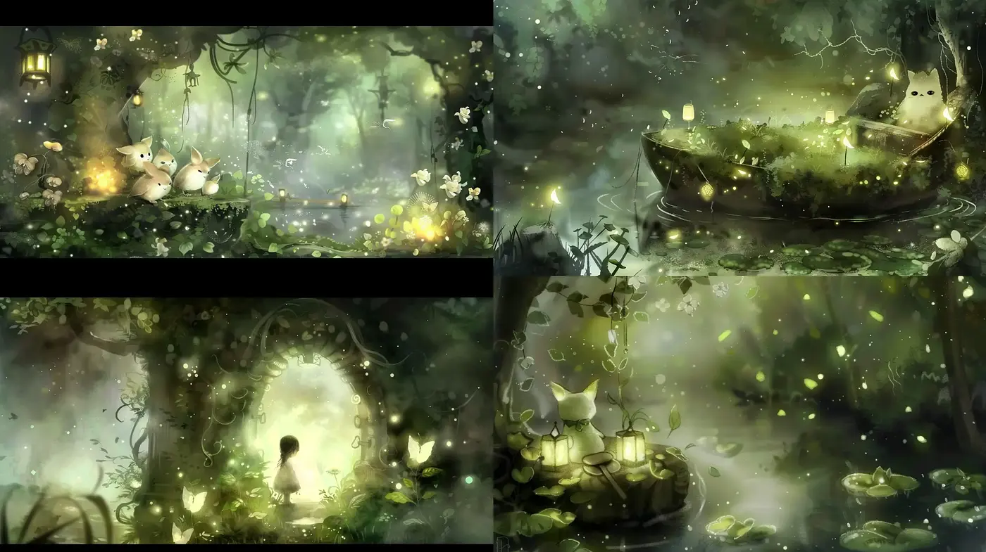 Enchanted Luminescent Forest: An Ethereal Digital Art Series - Midjourney sref style