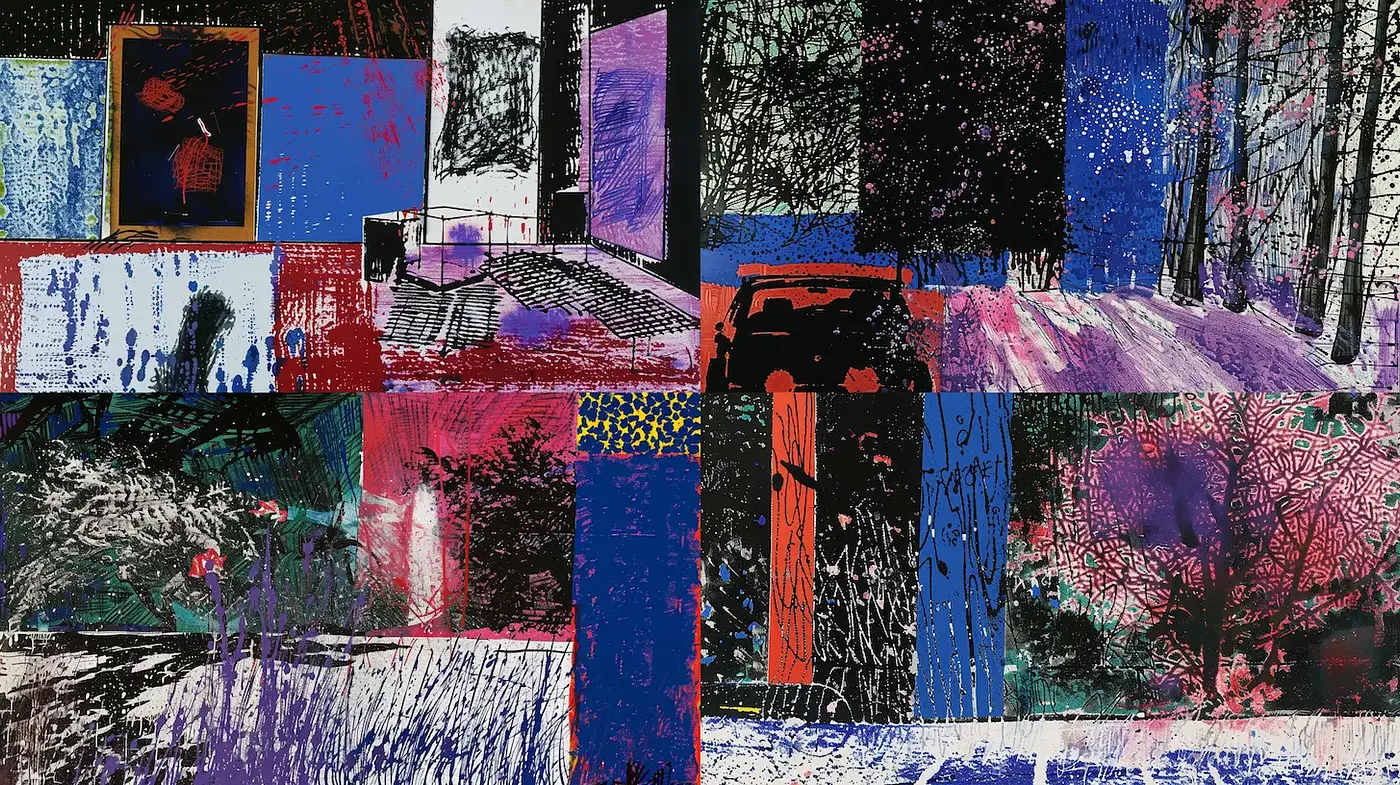 Vibrant and Abstract Composition with Textural Depths - Midjourney sref style