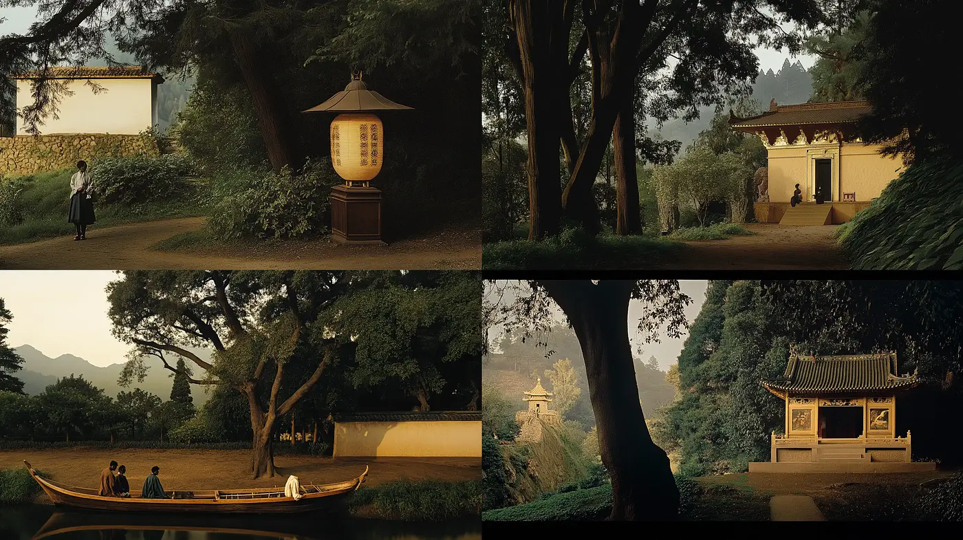 Pensive Tranquility in Earth Tones: A Homage to Traditional East Asian Landscape - Midjourney sref style