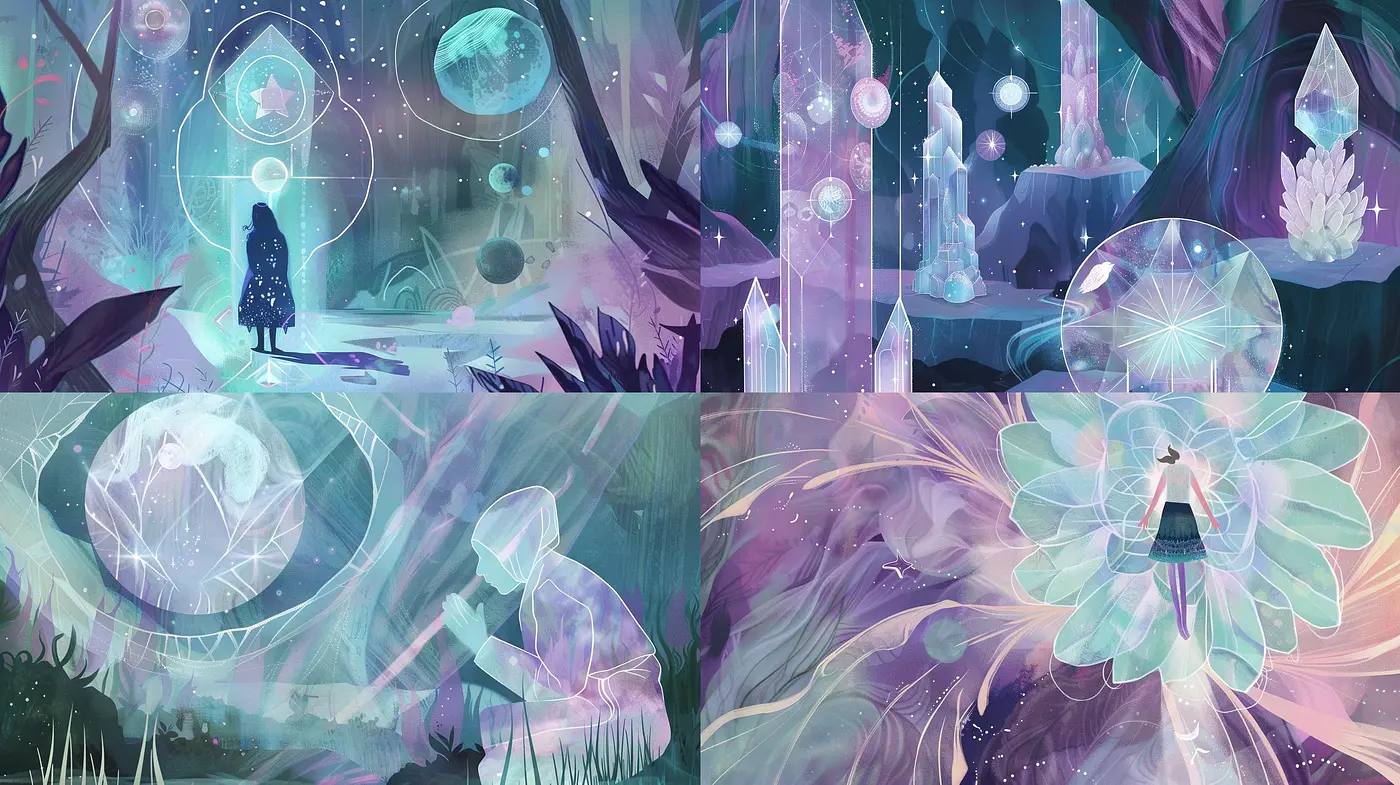Ethereal Dreamscape: A Harmonious Convergence of Mystical Hues and Visionary Artistry - Midjourney sref style