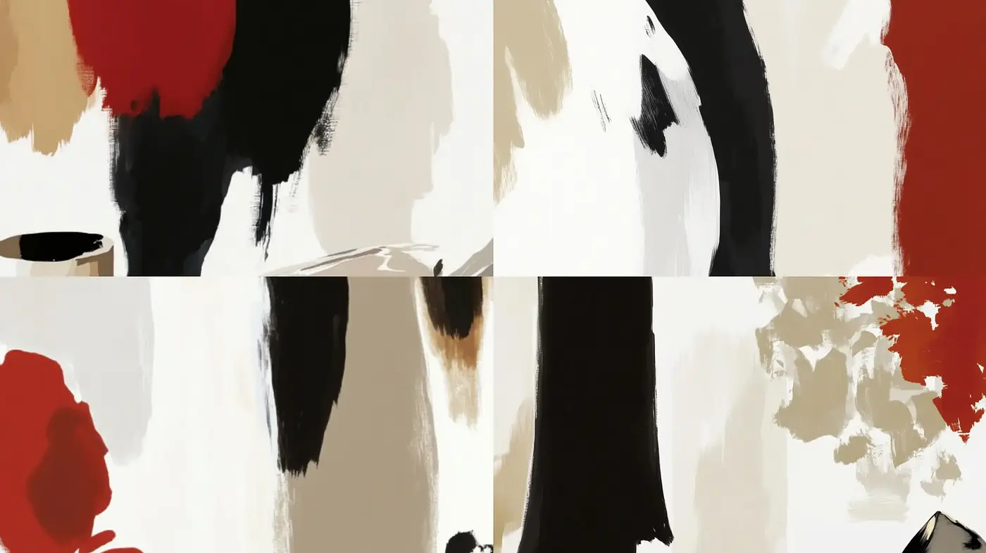 Abstract Expressionist Brushwork with a Modern Minimalist Palette - Midjourney sref style