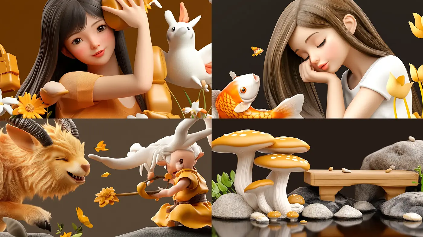 Warm Tones and Serene Fantasy: A Consistent Artistic Vision across Imaginative Scenes - Midjourney sref style