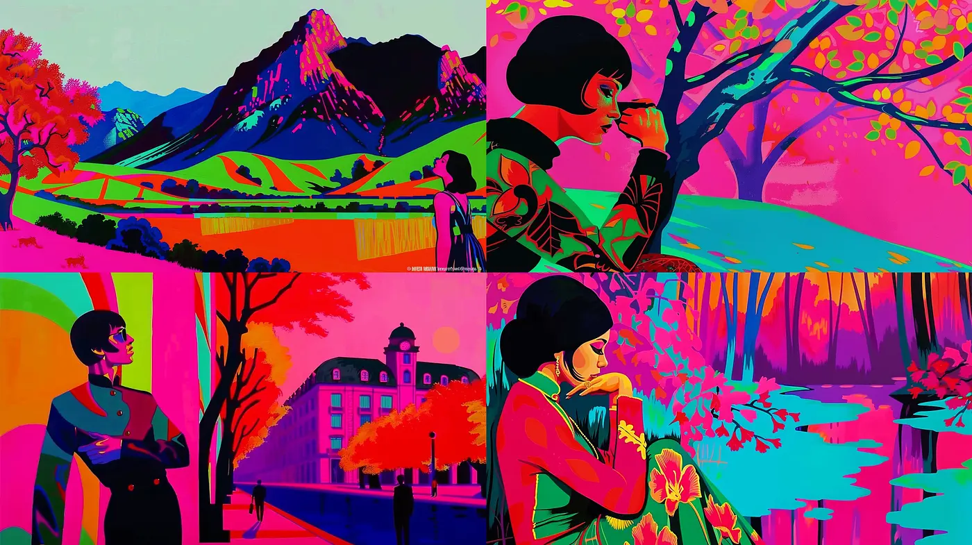 Vibrant Retro-Futuristic Fusion with Abstract Qualities - Midjourney sref style