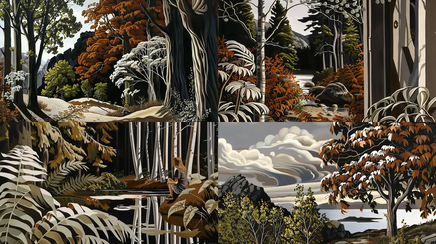 Synchronized Serenity in Sepia-toned Lanscapes - Midjourney sref style