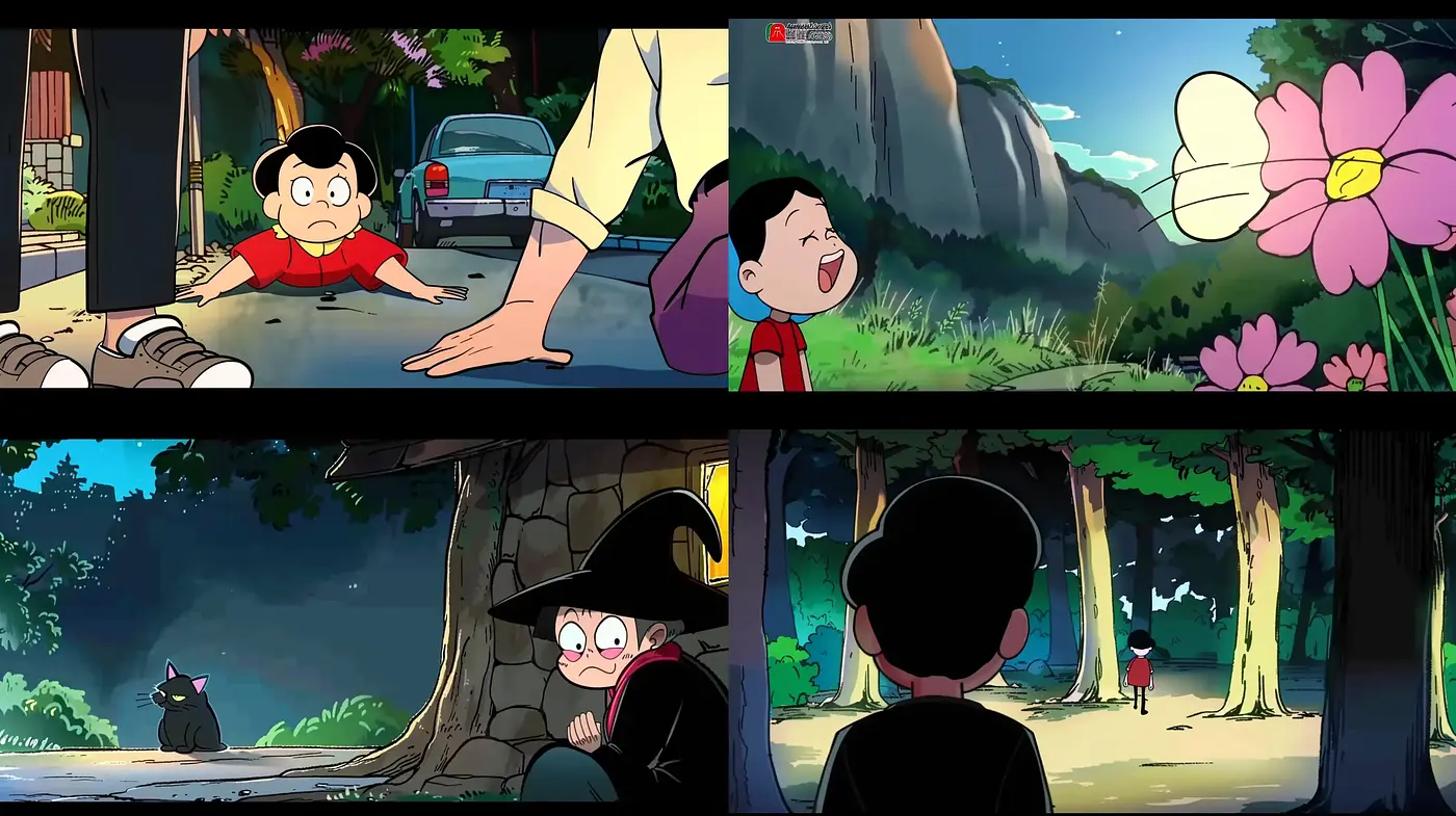 Consistent Animated Dreamscape: A Harmonized Display of Lush Sceneries and Expressive Characters - Midjourney sref style