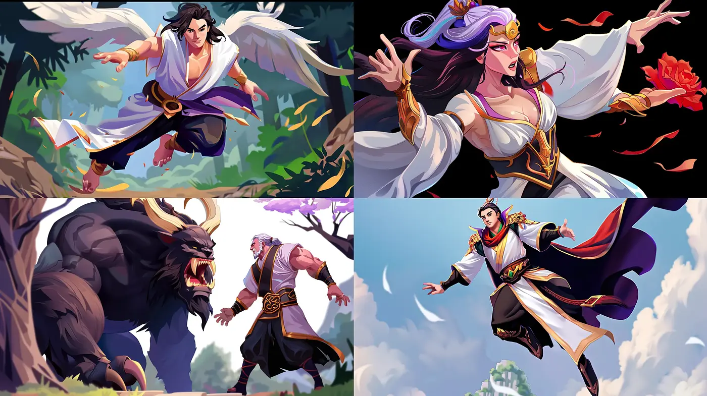 Dynamic Mythological Canvas with Vibrant Animated Flair - Midjourney sref style