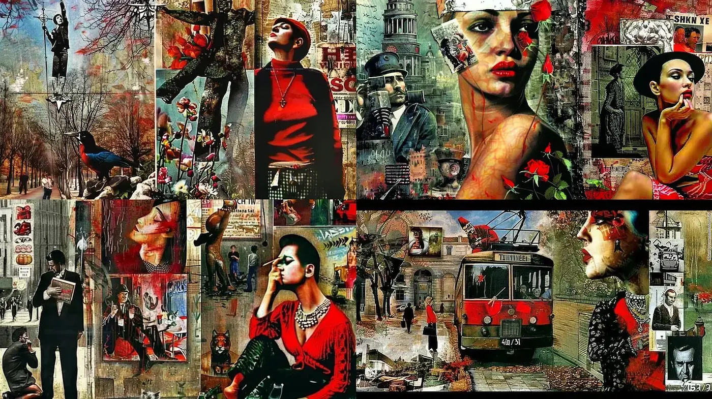 Eclectic Urban Tapestry: A Fusion of Reality and Imaginative Artistry - Midjourney sref style