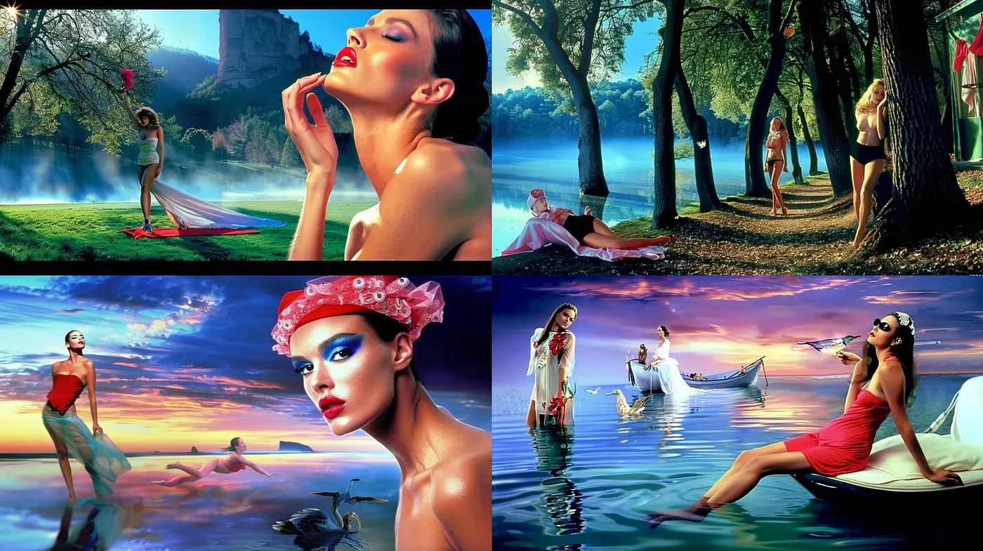 Surreal Elegance in a Dreamscape of Vivid Hues and Ethereal Light - Midjourney sref style