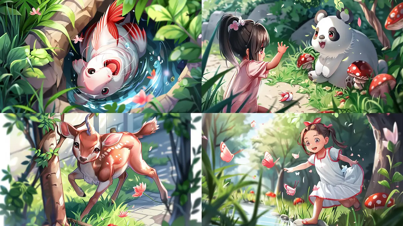 Enchanted Natural Vistas with a Lively Anime Essence - Midjourney sref style