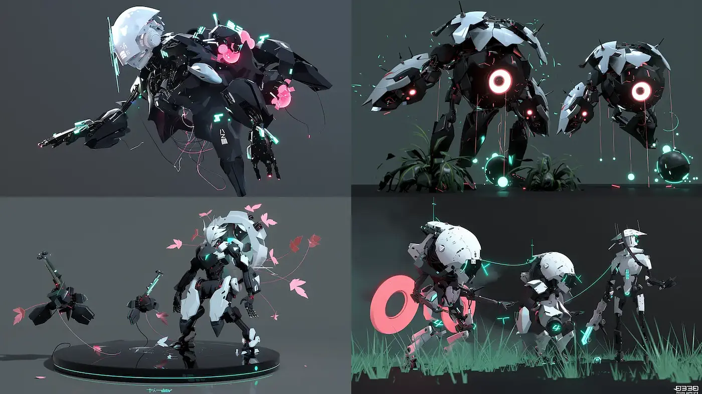 Futuristic Organic Cybernetic Aesthetics with Neon Accents - Midjourney sref style