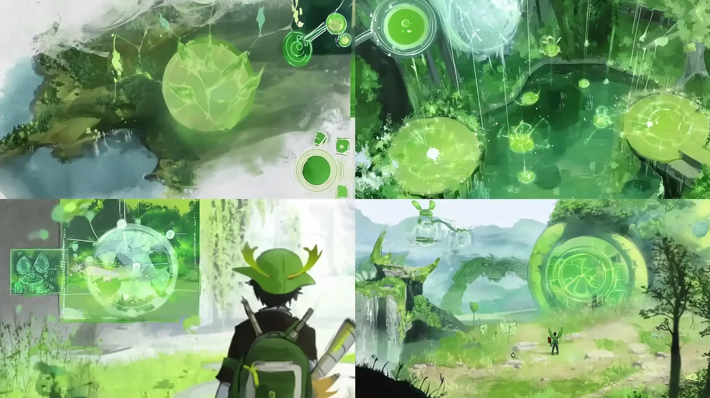 Ethereal Verdant Vistas: A Fusion of Digital Fantasy and Nature's Palette - Midjourney sref style