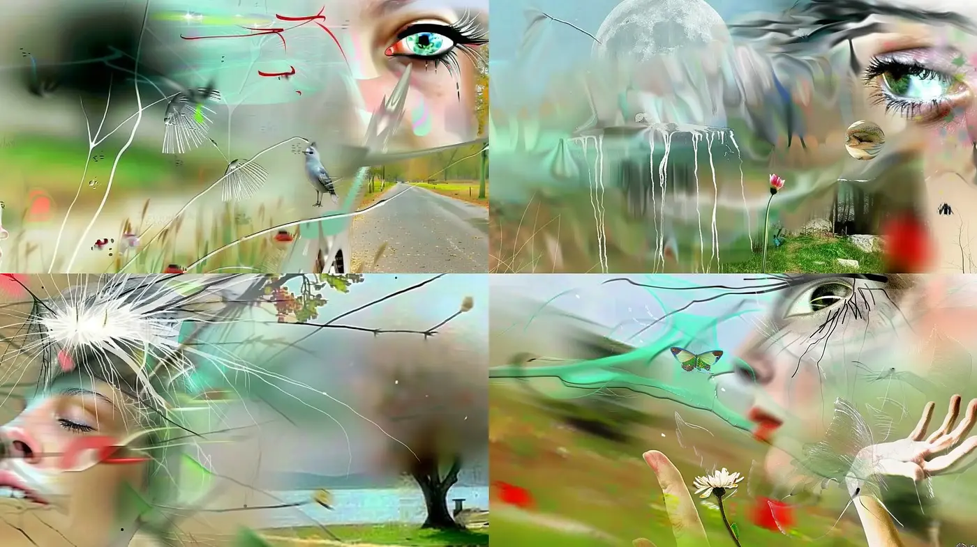 Surreal Visionscape: an Ethereal Blending of Nature and Emotion - Midjourney sref style