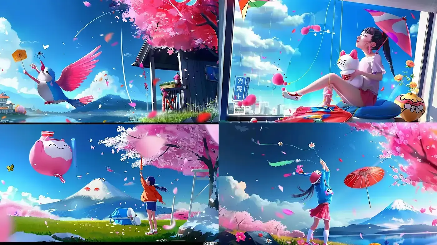 Ethereal Dreamscape with Vibrant Anime Euphoria - Midjourney sref style