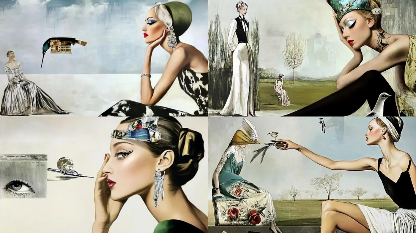 Elegant Surrealism with a Modern Classical Twist - Midjourney sref style