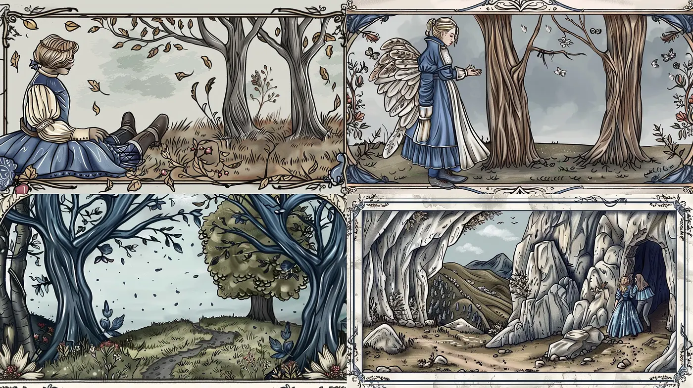 Enchanted Illustrative Tapestry: A Homage to Storybook Nostalgia - Midjourney sref style