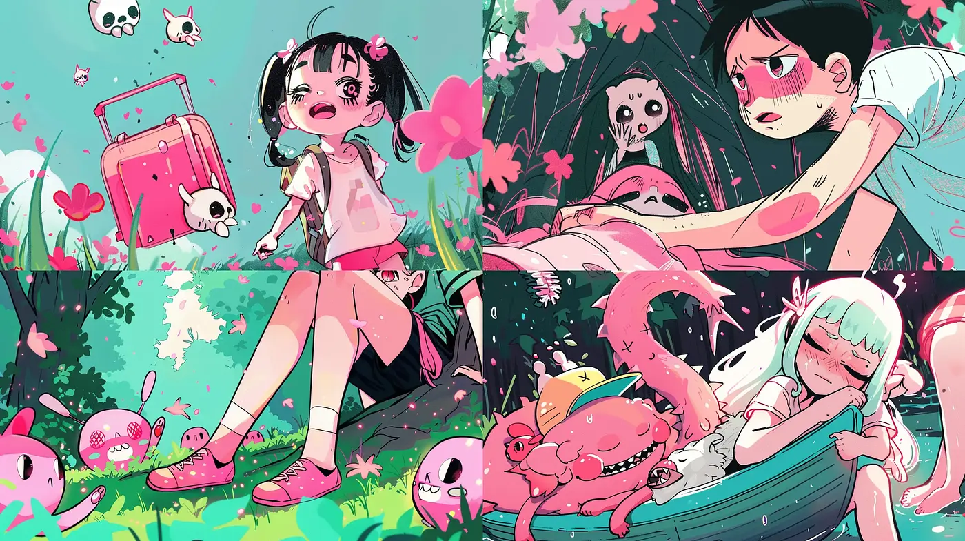Vibrant Enchantment: A Whimsical Fusion of Surrealism and Anime - Midjourney sref style