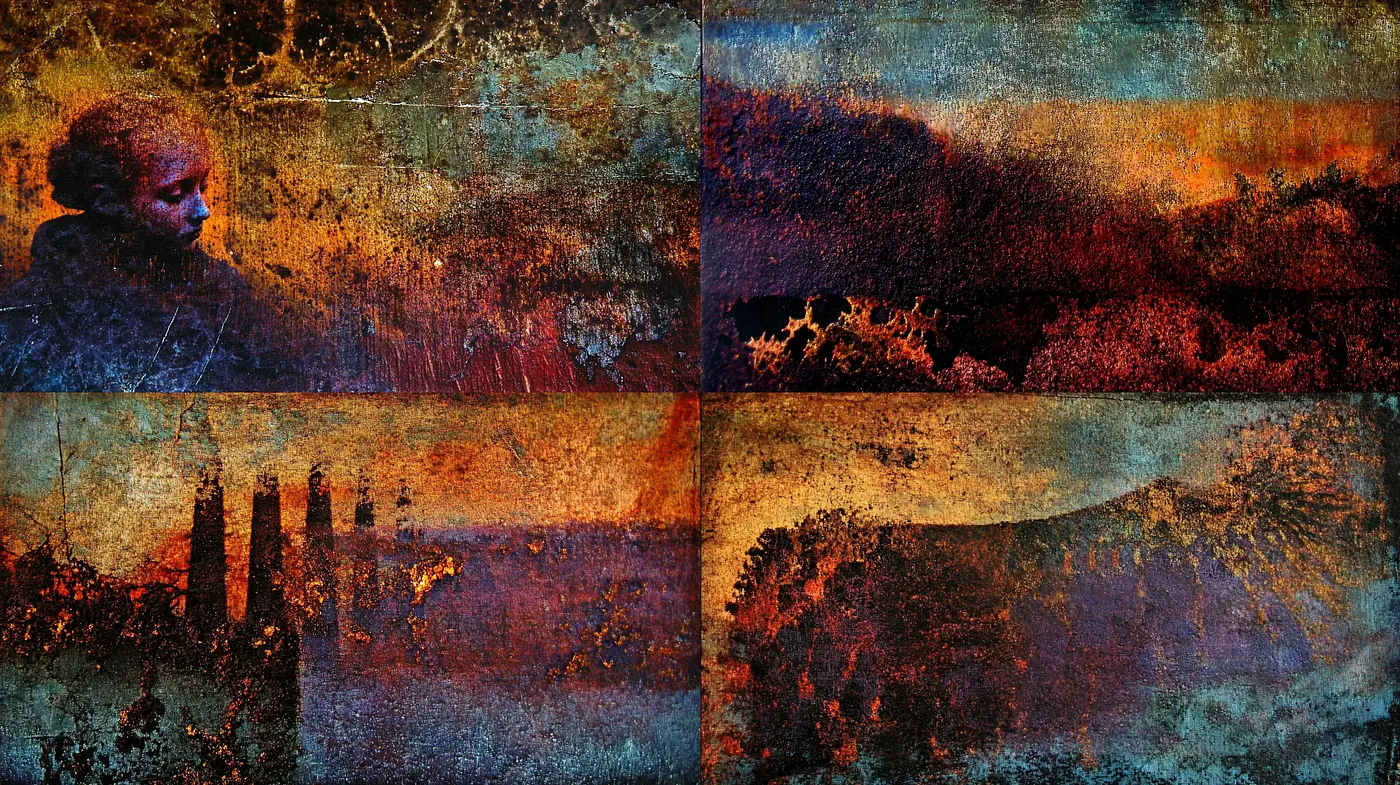Grunge-Inspired Textural Ambience with Rustic Overtones - Midjourney sref style