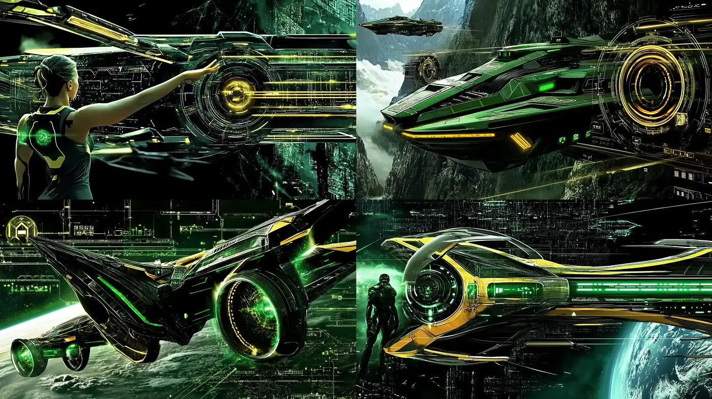 Futuristic Neon Dreamscape: A Cinematic Fusion of Sci-Fi and Cybernetic Visions - Midjourney sref style