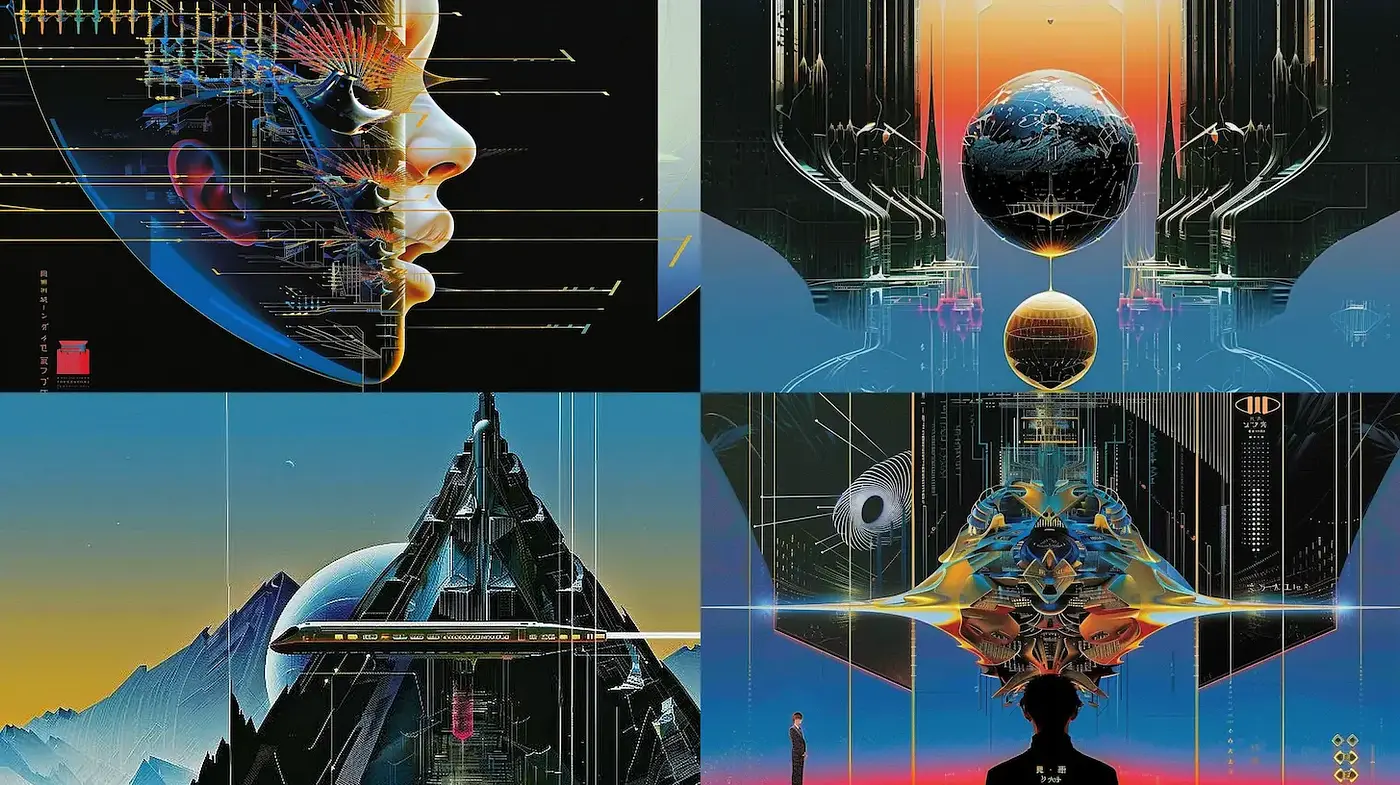 Futuristic and Abstract Digital Art with Cosmic Themes - Midjourney sref style
