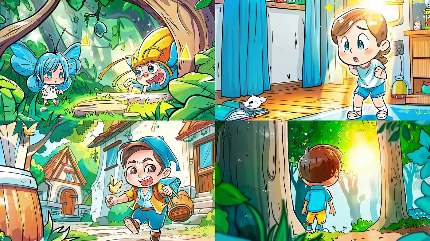 Enchanted Childhood Adventures Illustrated in Lively Pastel Tones - Midjourney sref style