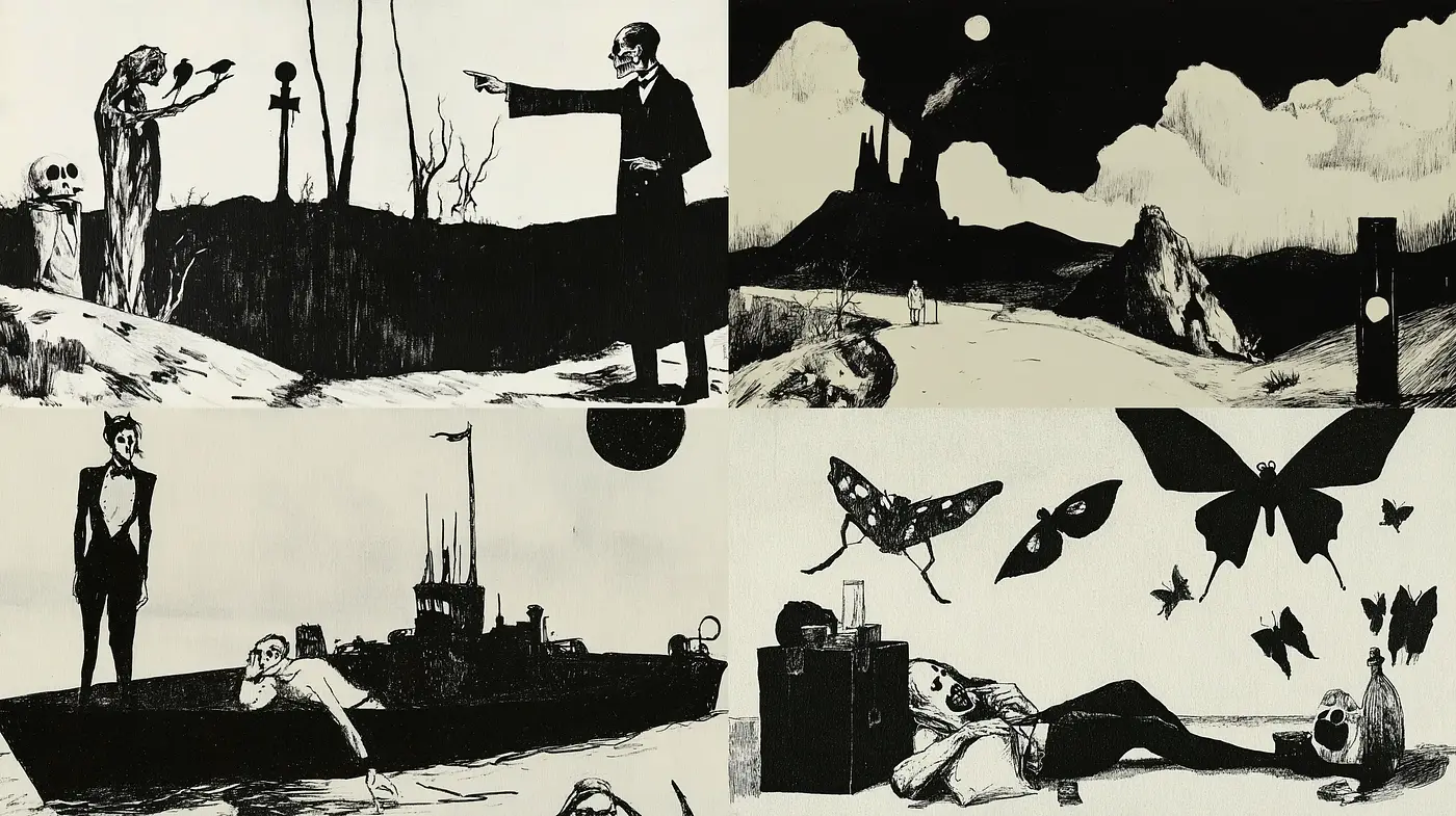 Stark Monochromatic Dreamscape Series - Midjourney sref style
