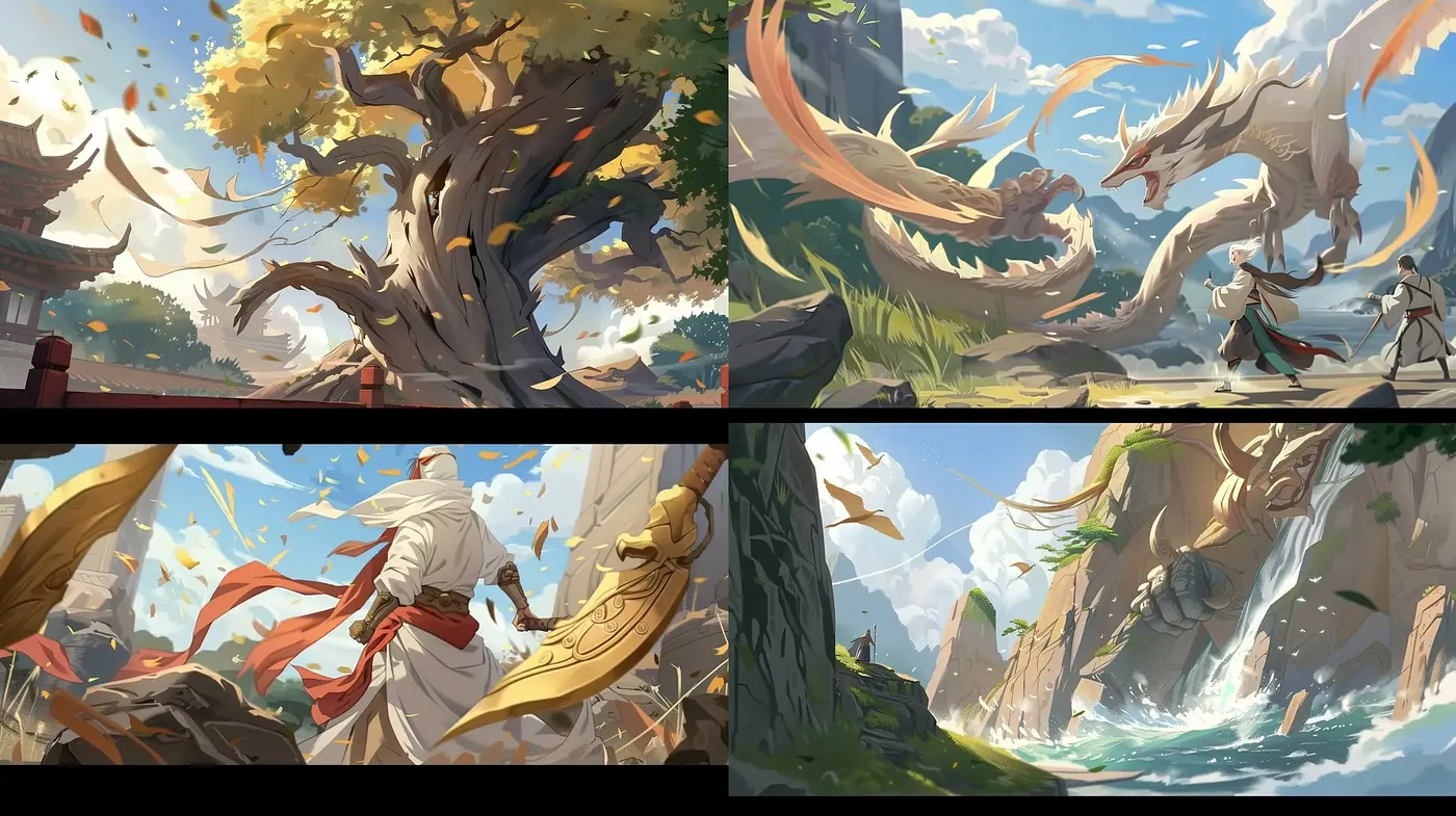 Epic Fantasy Saga: Dynamic Brushwork and Vivid Storytelling Palette - Midjourney sref style