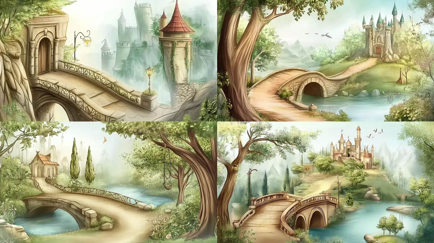Enchanted Storybook Landscapes with a Pastel Hued Palette - Midjourney sref style