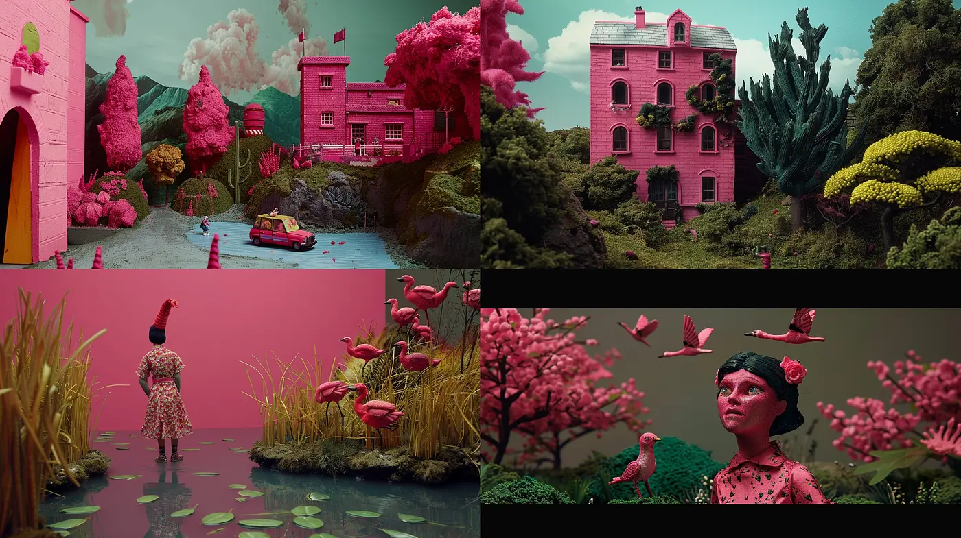 Surreal Pink-Infused Dreamscapes: A Homage to Vintage Nostalgia and Vivid Textures - Midjourney sref style